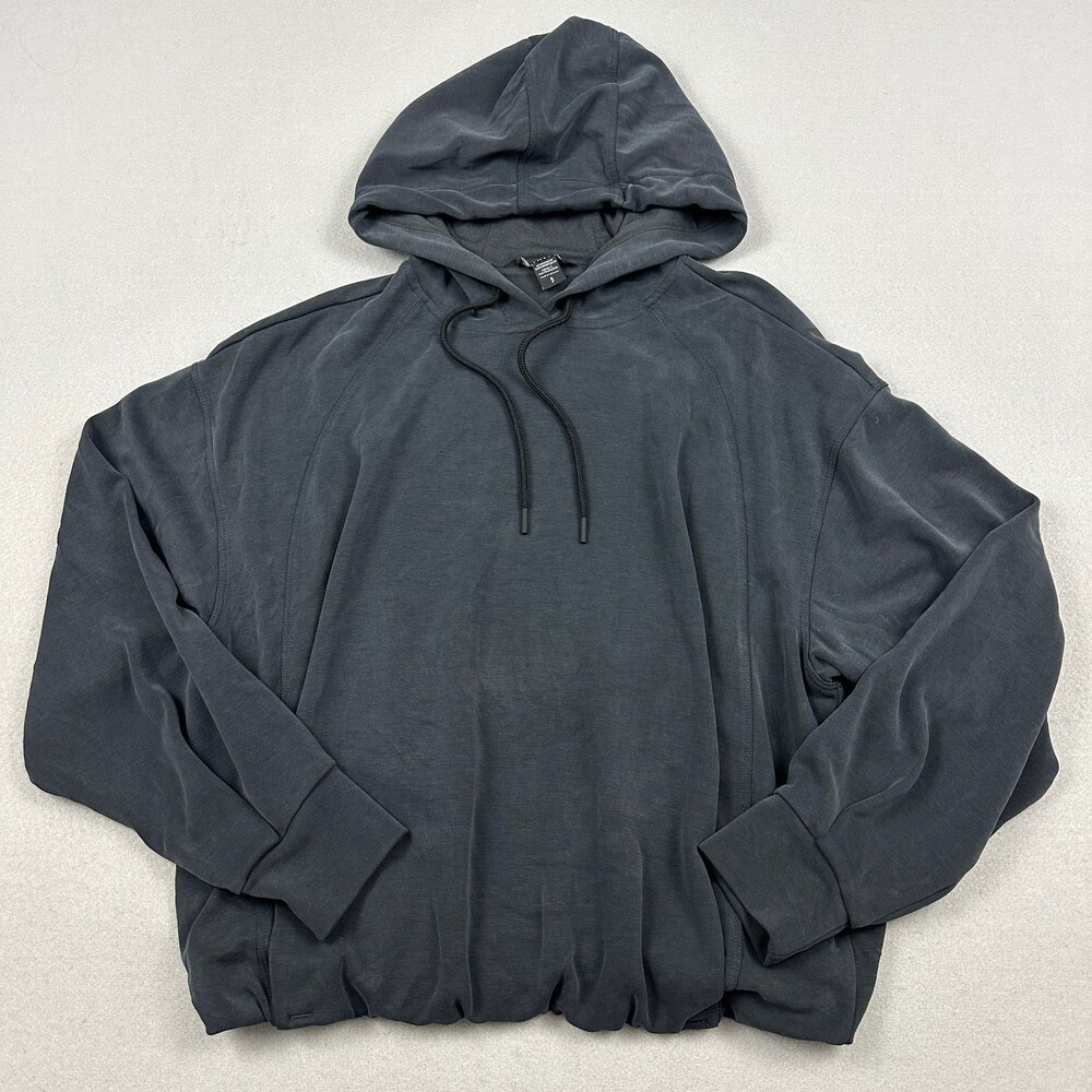 Athleta Hoodie Women Small Charcoal Gray Modal Bubble Hem Pullover Soft S